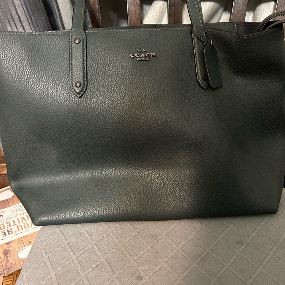 Coach Large Dark Gray Leather Tote GC